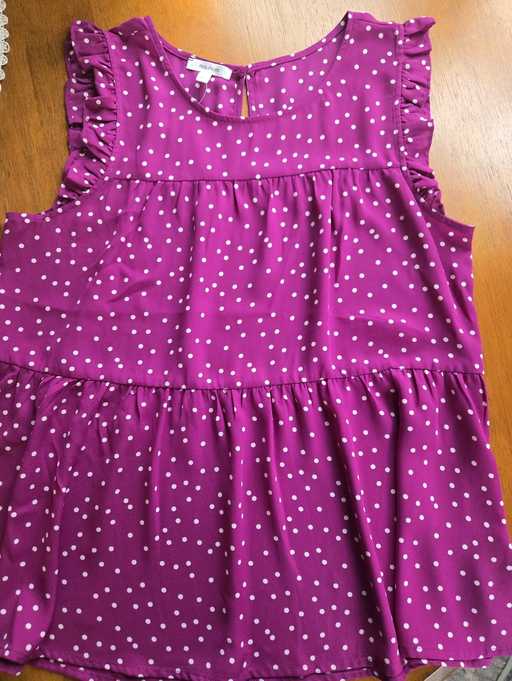 Maurices Bright Fuchsia Polka Dot Top